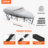 VEVOR Boat Cover 600D Waterproof 23-24 ft Boat Cover V-Hull Tri-Hull Runabout - Close-Up Angle