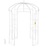 VEVOR Birdcage Shape Garden Arbor, 9\' High x 6.6\' Wide, Heavy Duty Wrought Iron Arbor, Wedding Arch Trellis for Climbing Vines in Outdoor Garden, Lawn, Backyard, Patio, White
