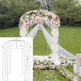VEVOR Birdcage Shape Garden Arbor, 9\' High x 6.6\' Wide, Heavy Duty Wrought Iron Arbor, Wedding Arch Trellis for Climbing Vines in Outdoor Garden, Lawn, Backyard, Patio, White - Low Angle