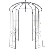 VEVOR Birdcage Shape Garden Arbor, 2.44m High, 1.59m Wide, Heavy Duty Wrought Iron Arbor, Wedding Arch Trellis for Climbing Vines in Outdoor Garden, Backyard, Lawn, Patio, Black