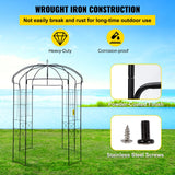 VEVOR Birdcage Shape Garden Arbor, 2.44m High, 1.59m Wide, Heavy Duty Wrought Iron Arbor, Wedding Arch Trellis for Climbing Vines in Outdoor Garden, Backyard, Lawn, Patio, Black - Side View
