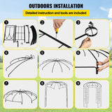 VEVOR Birdcage Shape Garden Arbor, 2.44m High, 1.59m Wide, Heavy Duty Wrought Iron Arbor, Wedding Arch Trellis for Climbing Vines in Outdoor Garden,