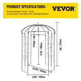 VEVOR Birdcage Shape Garden Arbor, 9\' High x 6.6\' Wide, Heavy Duty Wrought Iron Arbor, Wedding Arch Trellis for Climbing Vines in Outdoor Garden, Lawn, Backyard, Patio, Black - Close-Up Angle