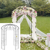 VEVOR Birdcage Shape Garden Arbor, 9\' High x 6.6\' Wide, Heavy Duty Wrought Iron Arbor, Wedding Arch Trellis for Climbing Vines in Outdoor Garden, Lawn, Backyard, Patio, Black - Low Angle
