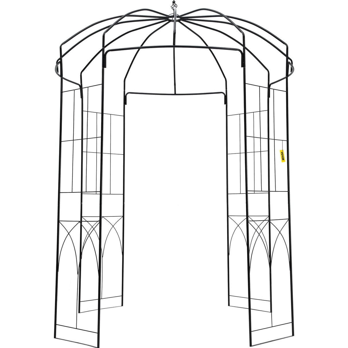 VEVOR Birdcage Shape Garden Arbor, 9\' High x 6.6\' Wide, Heavy Duty Wrought Iron Arbor, Wedding Arch Trellis for Climbing Vines in Outdoor Garden, Lawn, Backyard, Patio, Black