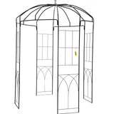 Birdcage Shape Garden Arbor, 9\' High x 6.6\' Wide, Heavy Duty Wrought Iron Arbor, Wedding Arch Trellis for Climbing Vines in Outdoor Garden, Lawn, Backyard, Patio, Black