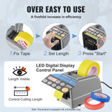 VEVOR Automatic Tape Dispenser, Self-Adhesive Electric Tape Cutter, 25 W Packaging Machine, Tape Cutter, 6-60 mm Tape Width, Electric Tape Cutter Packaging Machine - Top-Down View