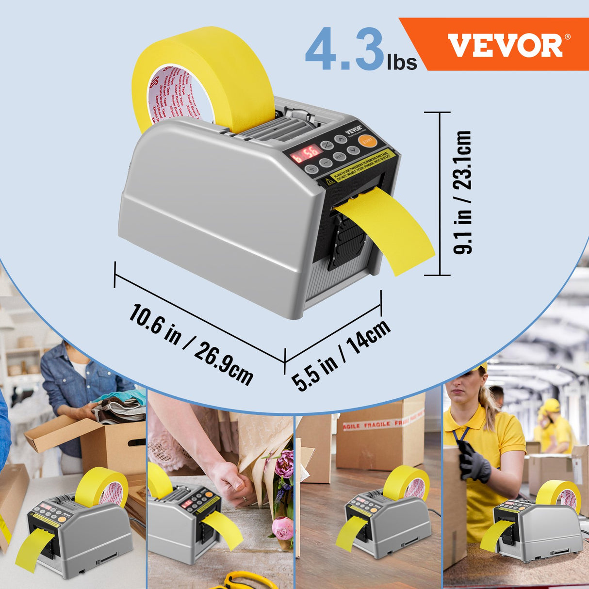 Automatic Tape Dispenser, Self-Adhesive Electric Tape Cutter, 25 W Packaging Machine, Tape Cutter, 6-60 mm Tape Width, Electric Tape Cutter Packaging Machine