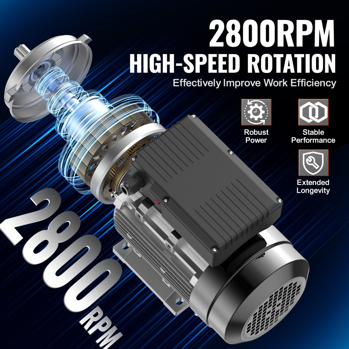 VEVOR 2.2KW Electric Motor 2800 rpm, AC 220~240V 13.8A, 90L, B3 Frame, Air Compressor Motor Single Phase, 24mm Keyed Shaft, CW/CCW Rotation for