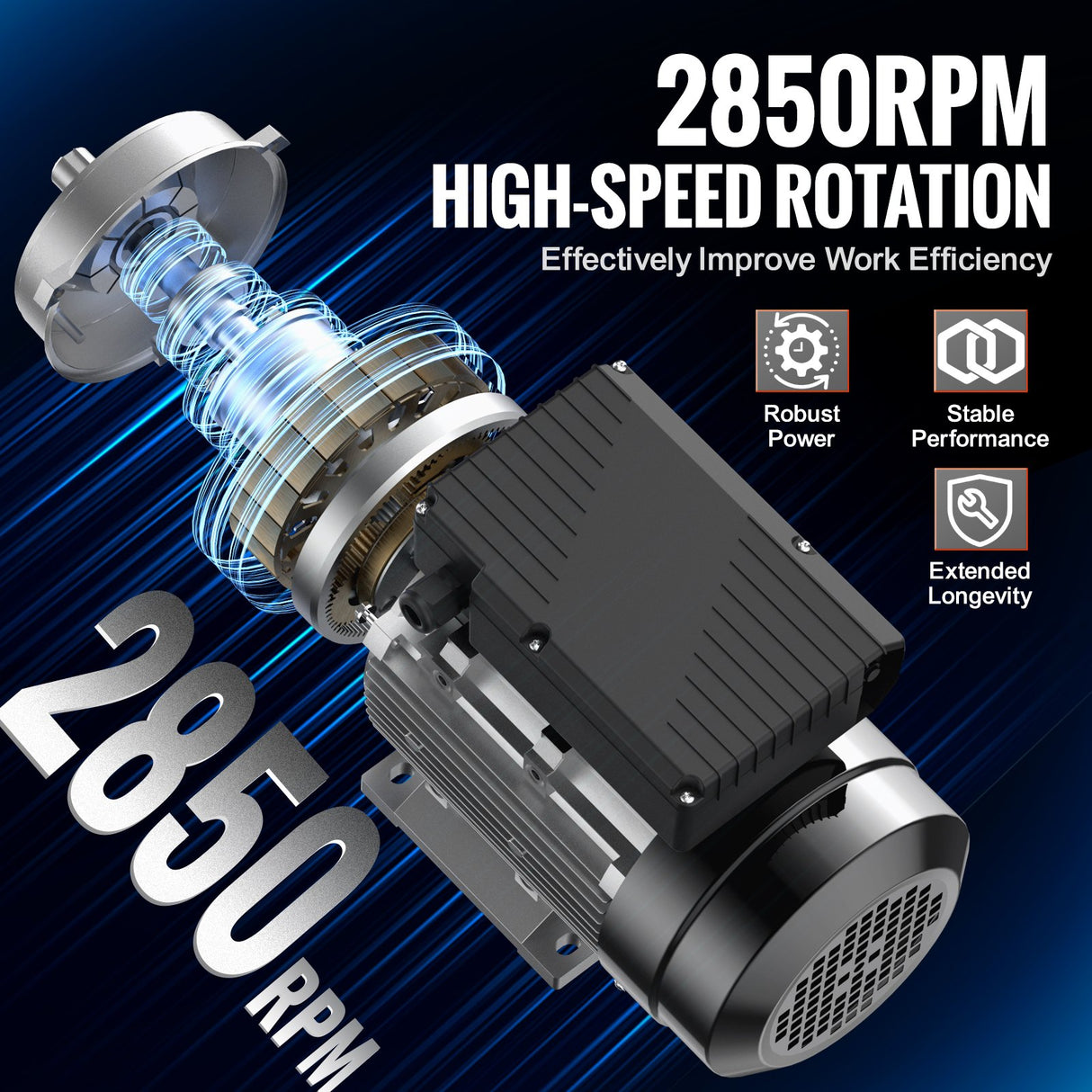 VEVOR 2.2KW Electric Motor 2800 rpm, AC 220~240V 13.8A, 90L, B3 Frame, Air Compressor Motor Single Phase, 24mm Keyed Shaft, CW/CCW Rotation for Agricultural Machinery and General Equipment
