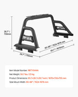 VEVOR Truck Bed Roll Bar Universal Chase Rack for Full-Size Pickup Carbon Steel - Close-Up Angle