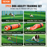 VEVOR Dog Agility Training Equipment 7 PCS Set Upgrade w/ Hurdles 2 Tunnels Ring - Front View