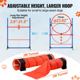 VEVOR Dog Agility Training Equipment 7 PCS Set Upgrade w/ Hurdles 2 Tunnels Ring - Top-Down View