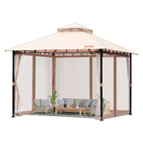 VEVOR Patio Gazebo for 6-8 Person, 3.05 x 3.05 m Backyard Gazebo, with Mosquito Netting, Metal Frame, and PU Coated 180G Polyester, Outdoor Canopy
