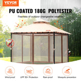 VEVOR Patio Gazebo for 6-8 Person, 3.05 x 3.05 m Backyard Gazebo, with Mosquito Netting, Metal Frame, and PU Coated 180G Polyester, Outdoor Canopy Shelter for Patio, Backyard, Lawn, Garden, Deck - Front View