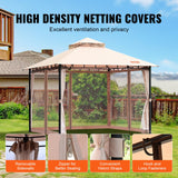 VEVOR Patio Gazebo for 6-8 Person, 3.05 x 3.05 m Backyard Gazebo, with Mosquito Netting, Metal Frame, and PU Coated 180G Polyester, Outdoor Canopy Shelter for Patio, Backyard, Lawn, Garden, Deck - 45-Degree Angle