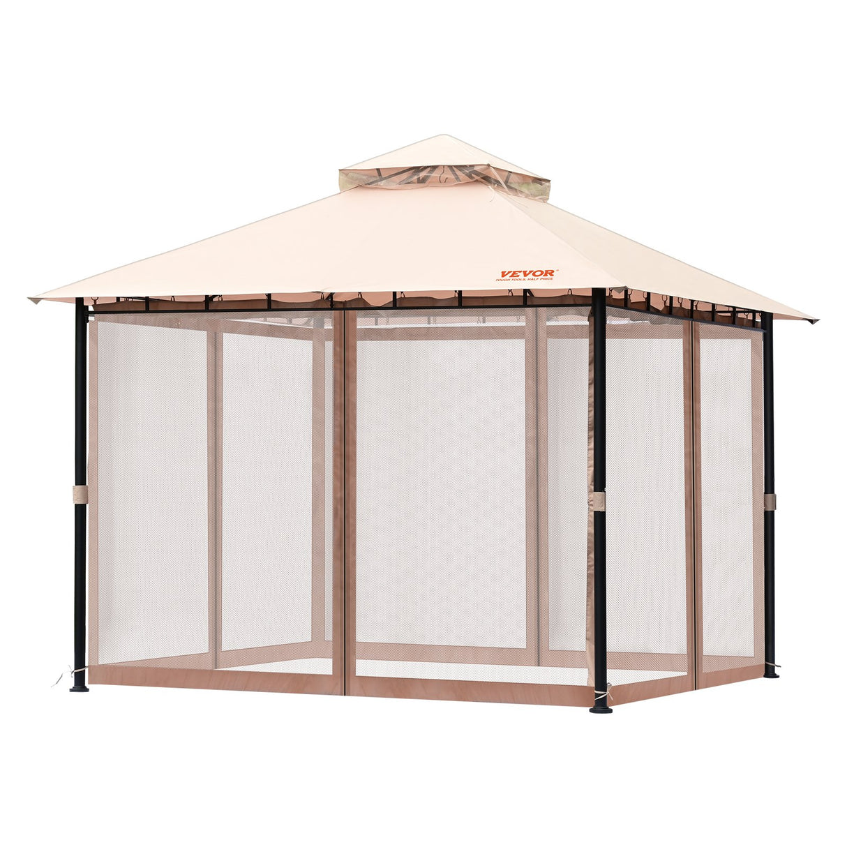 VEVOR Patio Gazebo for 6-8 Person, 3.05 x 3.05 m Backyard Gazebo, with Mosquito Netting, Metal Frame, and PU Coated 180G Polyester, Outdoor Canopy