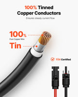 VEVOR 30FT Solar Panel Extension Wire with Female & Male Connectors 10AWG 1 Pair - Front View