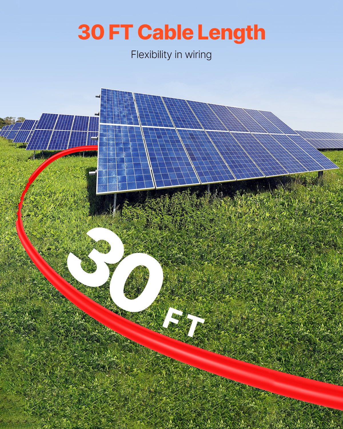 VEVOR 30FT Solar Panel Extension Wire with Female & Male Connectors 10AWG 1 Pair