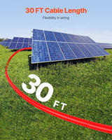 VEVOR 30FT Solar Panel Extension Wire with Female & Male Connectors 10AWG 1 Pair - Side View