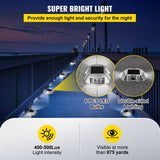 VEVOR Driveway Lights 12-Pack Solar Driveway Lights Bright White with Screws Solar Deck Lights Outdoor Waterproof Wireless Dock Lights 6 LEDs for Path Warning Garden Walkway Sidewalk Steps - 45-Degree Angle