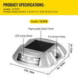 VEVOR Driveway Lights 12-Pack Solar Driveway Lights Bright White with Screws Solar Deck Lights Outdo