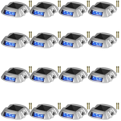 VEVOR Driveway Lights 16-Pack, Solar Driveway Lights with Switch Button, Solar Deck Lights Waterproof, Wireless Dock Lights 6 LEDs for Path Warning
