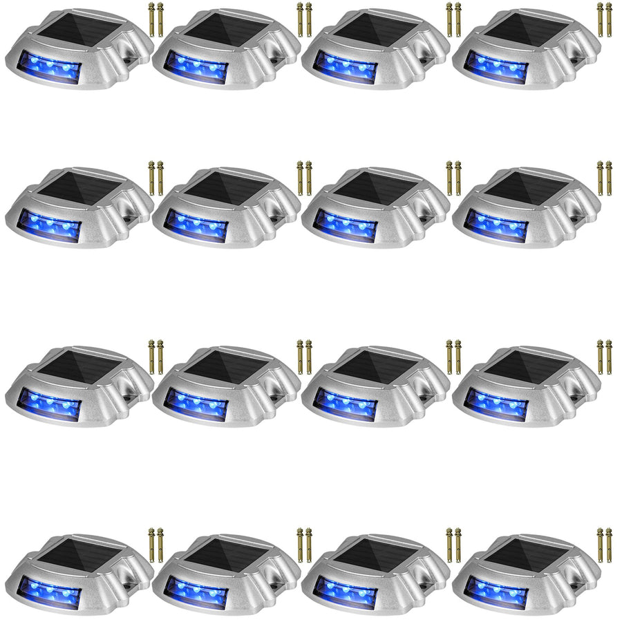 VEVOR Driveway Lights 16-Pack, Solar Driveway Lights with Switch Button, Solar Deck Lights Waterproof, Wireless Dock Lights 6 LEDs for Path Warning