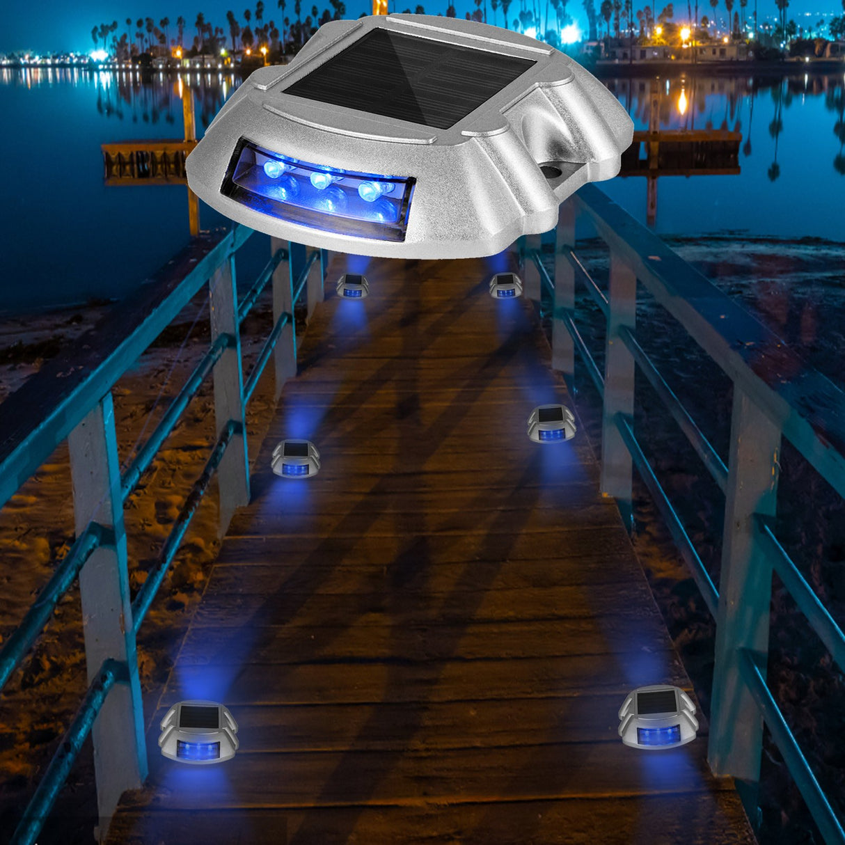 VEVOR Driveway Lights 16-Pack, Solar Driveway Lights with Switch Button, Solar Deck Lights Waterproof, Wireless Dock Lights 6 LEDs for Path Warning