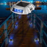 VEVOR Driveway Lights 16-Pack, Solar Driveway Lights with Switch Button, Solar Deck Lights Waterproof, Wireless Dock Lights 6 LEDs for Path Warning Garden Walkway Sidewalk Steps, LED Bright Blue - Low Angle