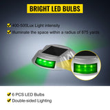 VEVOR 8-Pack Solar Driveway Light LED Road Markers Green for Garden Pathway - Top-Down View