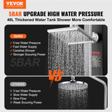VEVOR Outdoor Solar Heated Shower, 40L Poolside Shower Kit with 2 Shower Head and Foot Shower Tap, Handheld/Hanging Two Modes Fast Assembly W/ Pre-Drilled Hole for Outdoor Backyard Poolside Beach Spa - Front View