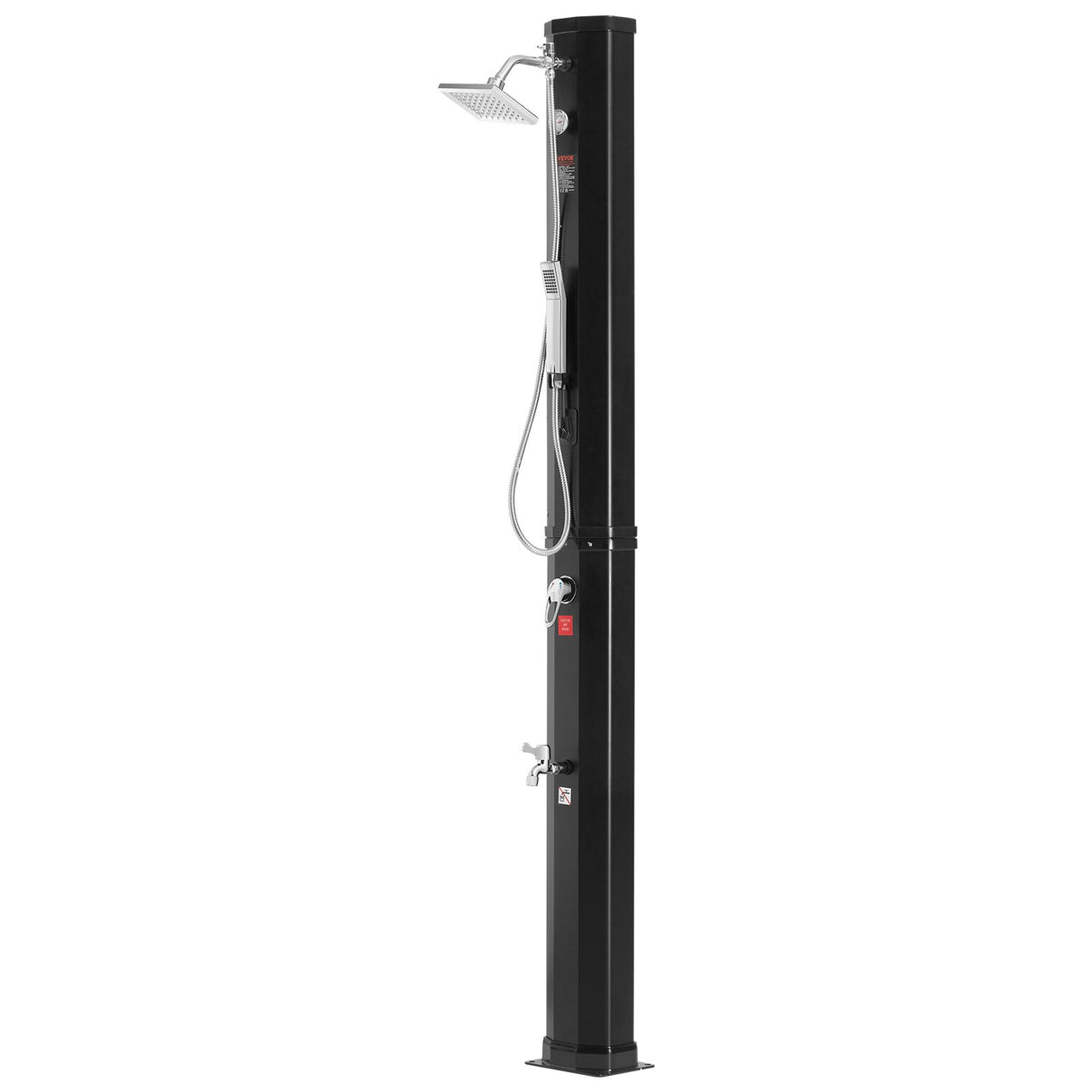 VEVOR Outdoor Solar Heated Shower, 40L Poolside Shower Kit with 2 Shower Head and Foot Shower Tap, Handheld/Hanging Two Modes Fast Assembly W/ Pre-Drilled Hole for Outdoor Backyard Poolside Beach Spa