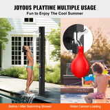 VEVOR Outdoor Solar Heated Shower, 35L Poolside Shower Kit with Shower Head and Foot Shower Tap, Double Buckle Fast Assembly W/ Pre-Drilled Holes for Outdoor Backyard Poolside Beach Spa - Rear View