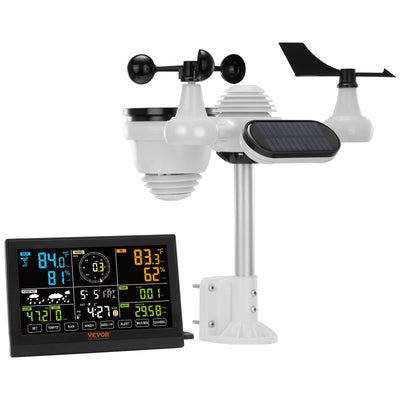 VEVOR 7-in-1 Wireless Weather Station, 7.5 in Large Color Display, Digital Home Weather Station Indoor Outdoor, for Temperature Humidity Wind Speed/