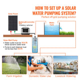 VEVOR Solar Water Pump, DC 277W Submersible Deep Well Pump, Max Flow 2.1 m?/H, Max Head 83 m, Max Submersion Depth 20 m, Solar Powered Water Pump for