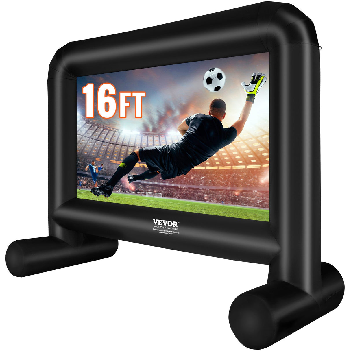 VEVOR Inflatable Movie Screen, 16 FT Inflatable Projector Screen for Outside with Blower and Carrying Bag, Front/Rear Projection, Oxford Fabric Blow