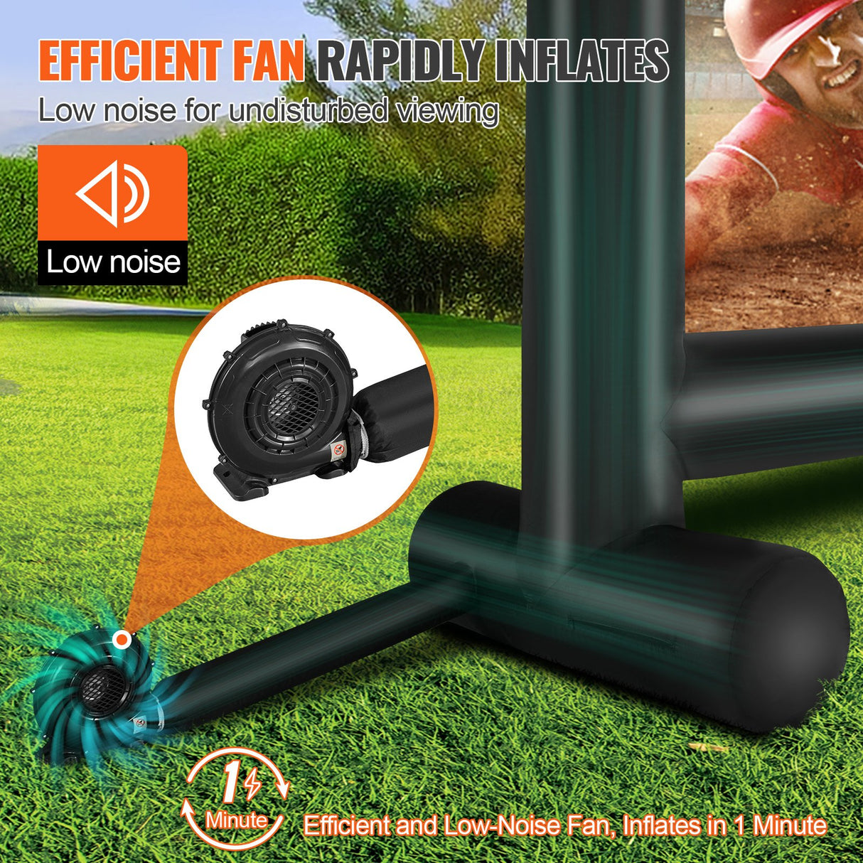 VEVOR Inflatable Movie Screen, 16 FT Inflatable Projector Screen for Outside with Blower and Carrying Bag, Front/Rear Projection, Oxford Fabric Blow Up Screen for Outdoor Parties Backyard Movie Night