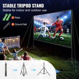 VEVOR Projector Screen with Stand, 150 inch 16:9 4K 1080 HD Outdoor Movie Screen with Stand, Wrinkle-Free Projection Screen with Tripods and Carry Bag