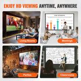 VEVOR Projector Screen with Stand, 150 inch 16:9 4K 1080 HD Outdoor Movie Screen with Stand, Wrinkle-Free Projection Screen with Tripods and Carry Bag
