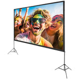 VEVOR Projector Screen with Stand, 150 inch 16:9 4K 1080 HD Outdoor Movie Screen with Stand, Wrinkle-Free Projection Screen with Tripods and Carry Bag