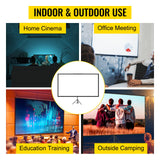 VEVOR Tripod Projector Screen with Stand 100inch 16:9 4K HD Projection Screen Stand Wrinkle-Free Height Adjustable Portable Screen for Projector