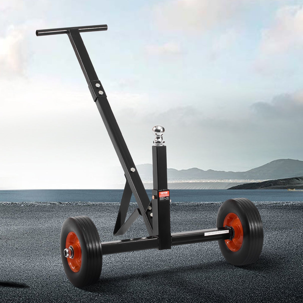 Trailer Dolly, 600lbs Tongue Weight Capacity, Carbon Steel Trailer Mover with 1-7/8 in Hitch Ball and 10 in Solid Tires, Portable Tow Dolly for Moving Car RV Boat Trailer