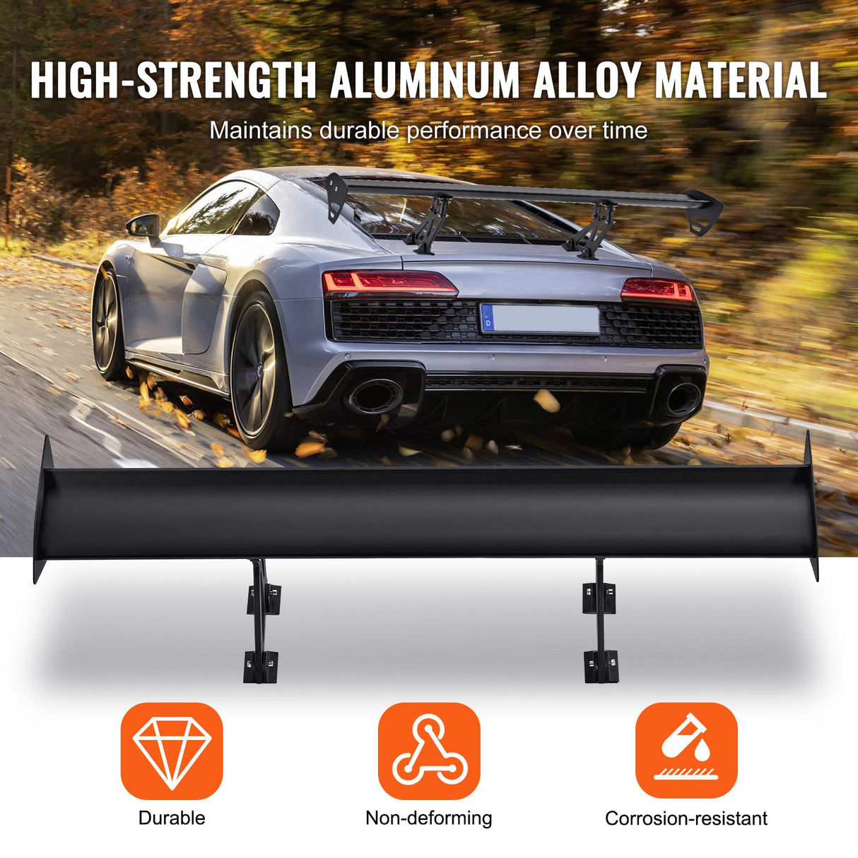 VEVOR Universal Rear Spoiler GT Style Adjustable Trunk Wing Car Racing 43.3''