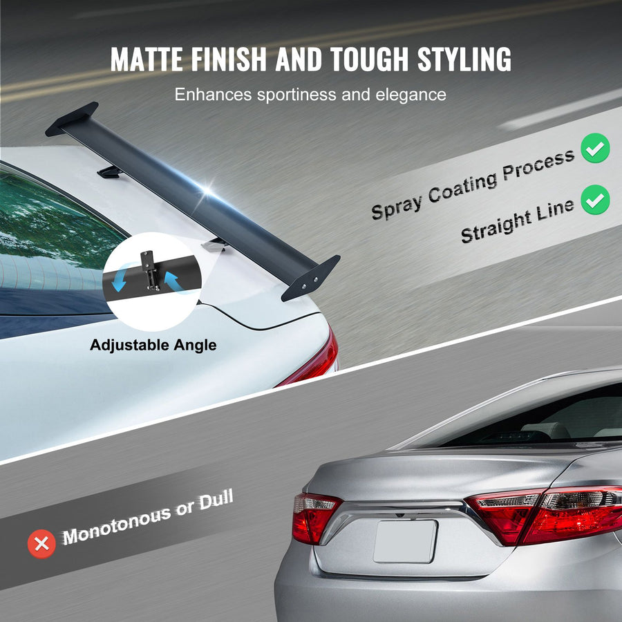 GT Wing Car Spoiler, 43.3 inch Universal Spoiler with Single Deck, Adjustable Lightweight Aluminum, Car Rear Spoiler Wing, Racing Spoiler BGW/JDM Drift Black
