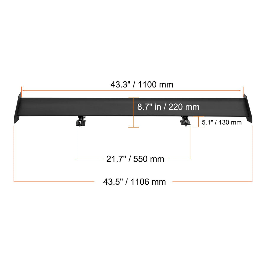 GT Wing Car Spoiler, 43.3 inch Universal Spoiler with Single Deck, Adjustable Lightweight Aluminum, Car Rear Spoiler Wing, Racing Spoiler BGW/JDM Drift Black