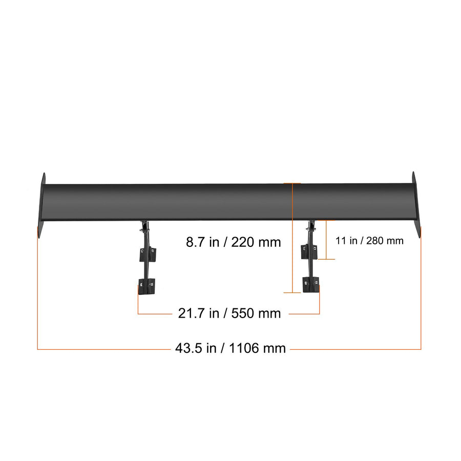 GT Wing Car Spoiler, 43.3 inch Universal Spoiler with Single Deck, Adjustable Lightweight Aluminum, Car Rear Spoiler Wing, Racing Spoiler BGW/JDM Drift Black