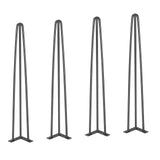 VEVOR Hairpin Table Legs 0.7M, Set of 4 Desk Legs 408.2KG Load Capacity, Hairpin Desk Legs 3 Rods for Desk Chairs Bench Dining End Table, Solid Carbon Steel Heavy Duty Furniture Legs Black
