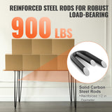 VEVOR Hairpin Table Legs 0.7M, Set of 4 Desk Legs 408.2KG Load Capacity, Hairpin Desk Legs 3 Rods for Desk Chairs Bench Dining End Table, Solid Carbon