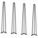 VEVOR Hairpin Table Legs 0.7M, Set of 4 Desk Legs 408.2KG Load Capacity, Hairpin Desk Legs 3 Rods for Desk Chairs Bench Dining End Table, Solid Carbon